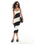 Фото #1 товара Mango horizontal stripe midi dress in black and white