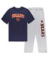 Men's Navy, Heather Gray Chicago Bears Big and Tall T-shirt and Pants Sleep Set