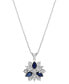 ფოტო #1 პროდუქტის Lab-Grown Blue Sapphire (7/8 ct. t.w.) & Diamond (1/10 ct. t.w.) Flower 18" Pendant Necklace in Sterling Silver