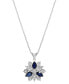 Фото #1 товара Macy's lab-Grown Blue Sapphire (7/8 ct. t.w.) & Diamond (1/10 ct. t.w.) Flower 18" Pendant Necklace in Sterling Silver