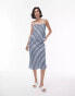 Фото #1 товара Topshop georgette 90s length skirt in blue diagonal stripe co-ord