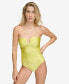 ფოტო #1 პროდუქტის Women's Shirred Tummy-Control Split-Cup Bandeau One-Piece Swimsuit
