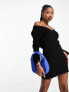 Фото #1 товара Aria Cove knitted off shoulder mini jumper dress with distressing in black