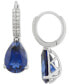 Фото #4 товара Lab-Grown Sapphire (8-1/8 ct. t.w.) & Diamond (1/4 ct. t.w.) Pear Dangle Hoop Earrings in 14k White Gold