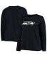 ფოტო #1 პროდუქტის Women's College Navy Seattle Seahawks Plus Size Primary Logo Long Sleeve T-shirt
