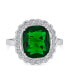 Fashion Rectangle Large Solitaire AAA CZ Pave Simulated Green Emerald Cut Art Deco Style 10CT Cocktail Statement Ring For Women