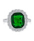 ფოტო #2 პროდუქტის Fashion Rectangle Large Solitaire CZ Pave Green Emerald Cut Art Deco Style 10CT Cocktail Statement Ring For Women