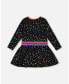 ფოტო #2 პროდუქტის Little Girls Foil Black Printed Stars Dress - Toddler|Child