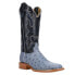 R. Watson Boots Full Quill Ostrich Embroidered Square Toe Cowboy Womens Blue R
