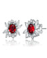 Sterling Silver White Gold Plated Cubic Zirconia Marquise Cluster Earrings