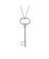 Фото #1 товара Bling Jewelry large Plain Open Oval Key Shape Pendant Necklace For Women Girlfriend .925 Sterling Silver 18 Inch