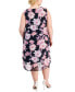 ფოტო #2 პროდუქტის Plus Size Sleeveless Printed Overlay Dress