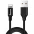Фото #1 товара Kabel przewód w materiałowym oplocie USB - iPhone Lightning 1.8m - czarny