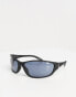 ASOS DESIGN curved frame sunglasses with smoke lens in matte black