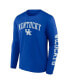 Фото #2 товара Men's Royal Kentucky Wildcats Distressed Arch Over Logo Long Sleeve T-shirt