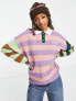 Фото #1 товара Kickers relaxed knitted rugby jumper in mix stripe