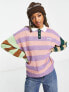 Kickers relaxed knitted rugby jumper in mix stripe