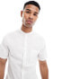 Фото #1 товара ASOS DESIGN slim shirt with grandad collar and pockets in white