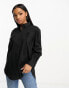 Фото #2 товара Miss Selfridge poplin oversized utility shirt in black