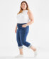 Фото #2 товара Plus Size High-Rise Embroidered Cuffed Capri Jeans, Created for Macy's