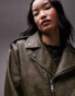 Topshop faux leather biker jacket in washed green Verwaschenes Grün, XS - EU 32-34 - фото #4