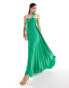 Фото #1 товара Mango one shoulder pleated maxi dress in green