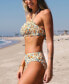 Women's Smocked Tie Back Bandeau Mid Rise Bikini Set