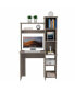 Фото #7 товара Marston 6-Shelf Writing Desk With Built-In Bookcase Wengue