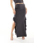 Fashionkilla ruffle detail maxi skirt co-ord in charcoal