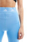 adidas Training Essentials logo waistband leggings in bright blue