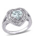 Фото #1 товара Кольцо Macy's Aquamarine Halo Heart in White Gold