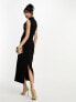 ASOS DESIGN grown on neck midi dress with ruched sides in black