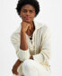 ფოტო #3 პროდუქტის Women's Collared Lace-Up Cotton Sweater