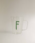 Borosilicate mug with initial f