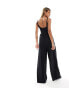 Фото #4 товара ASOS DESIGN scoop neck strappy wide leg jumpsuit in black