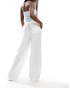 Фото #3 товара ASOS DESIGN drawstring waist twill wide leg trouser in ivory