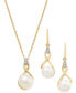 Cultured Freshwater Pearl (8mm) & Cubic Zirconia 18" Pendant Necklace in 14k Two-Tone Gold-Plated Sterling Silver