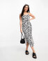 Фото #4 товара Pieces side split maxi cami dress in black and white flower