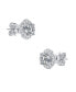 Фото #2 товара Sterling Silver White Gold Plated with 0.50ctw Lab Created Moissanite Round Halo Floral Cluster Stud Earrings