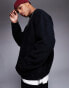 Фото #1 товара ASOS Design – Oversize-Sweatshirt aus Fleece in Schwarz mit Knebelknopf-Detail