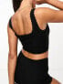 Фото #5 товара Cotton:On pyjama top in rib with lace trim in black