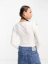 COLLUSION long sleeve textured cut out top in white