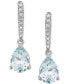 ფოტო #3 პროდუქტის Aquamarine (1-1/5 ct. t.w.) & Diamond (1/10 ct. t.w.) Drop Earrings in 14k White Gold