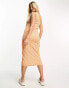 Фото #4 товара Mamalicious Maternity one shoulder jersey midi dress in textured orange