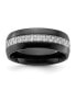 ფოტო #1 პროდუქტის Stainless Steel Black IP-plated Fiber Inlay 8mm Band Ring