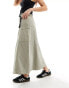 Gramicci cotton a line panelled cargo maxi skirt in stone