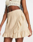 Фото #4 товара Vero Moda linen touch frill wrap mini skirt in beige