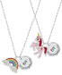ფოტო #1 პროდუქტის Children's Rainbow Unicorn Best Friends Two Piece Necklace Set in Sterling Silver