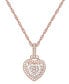 Diamond Round & Baguette Heart 18" Pendant Necklace (1/4 ct. t.w.) in Sterling Silver, 14k Gold-Plated Sterling Silver, & 14k Rose Gold-Plated Sterling Silver