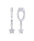 ფოტო #1 პროდუქტის Star Bezel Duo Design Sterling Silver Diamond Hoop Women Earring
